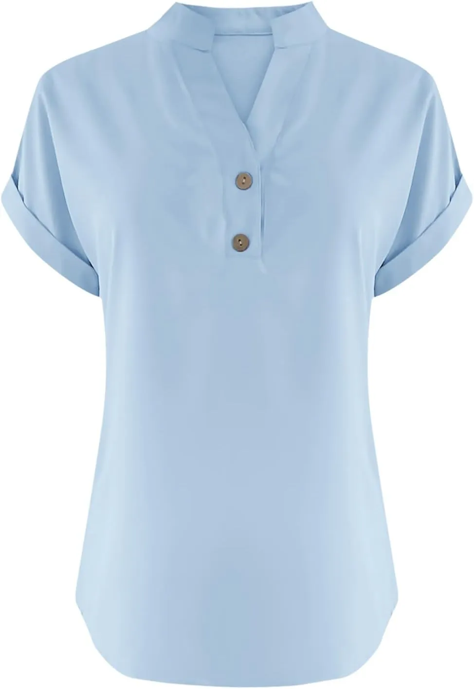 Women Cotton Linen Tees V Neck Tops Rolled Cuffed Short Sleeve Blouse Casual Loose Shirts 2025 Summer Fashion Clothes