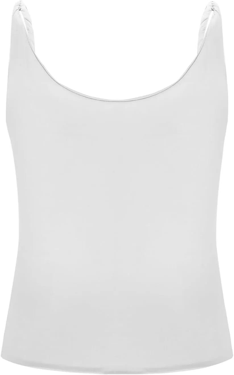 Women Off Shoulder Top Sleeveless Twist Strap Going Out Tank Tops Slim Fit Stretch Ruched Crop Top Casual T Shirts