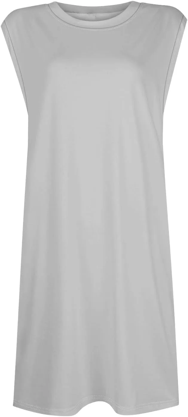 Womens 2025 Summer Beach Pockets Dress Vacation Crew Neck Sleeveless Sundress Casual Loose Printed Mini Dresses