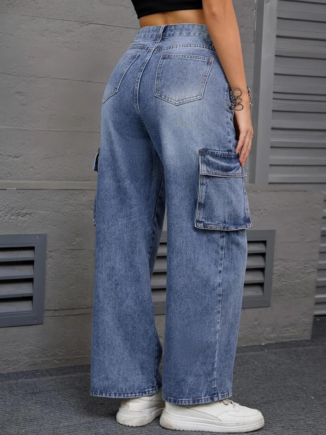 Women's Baggy Cargo Jeans High Waisted Casual 2025 Trendy Wide Leg Denim Pants