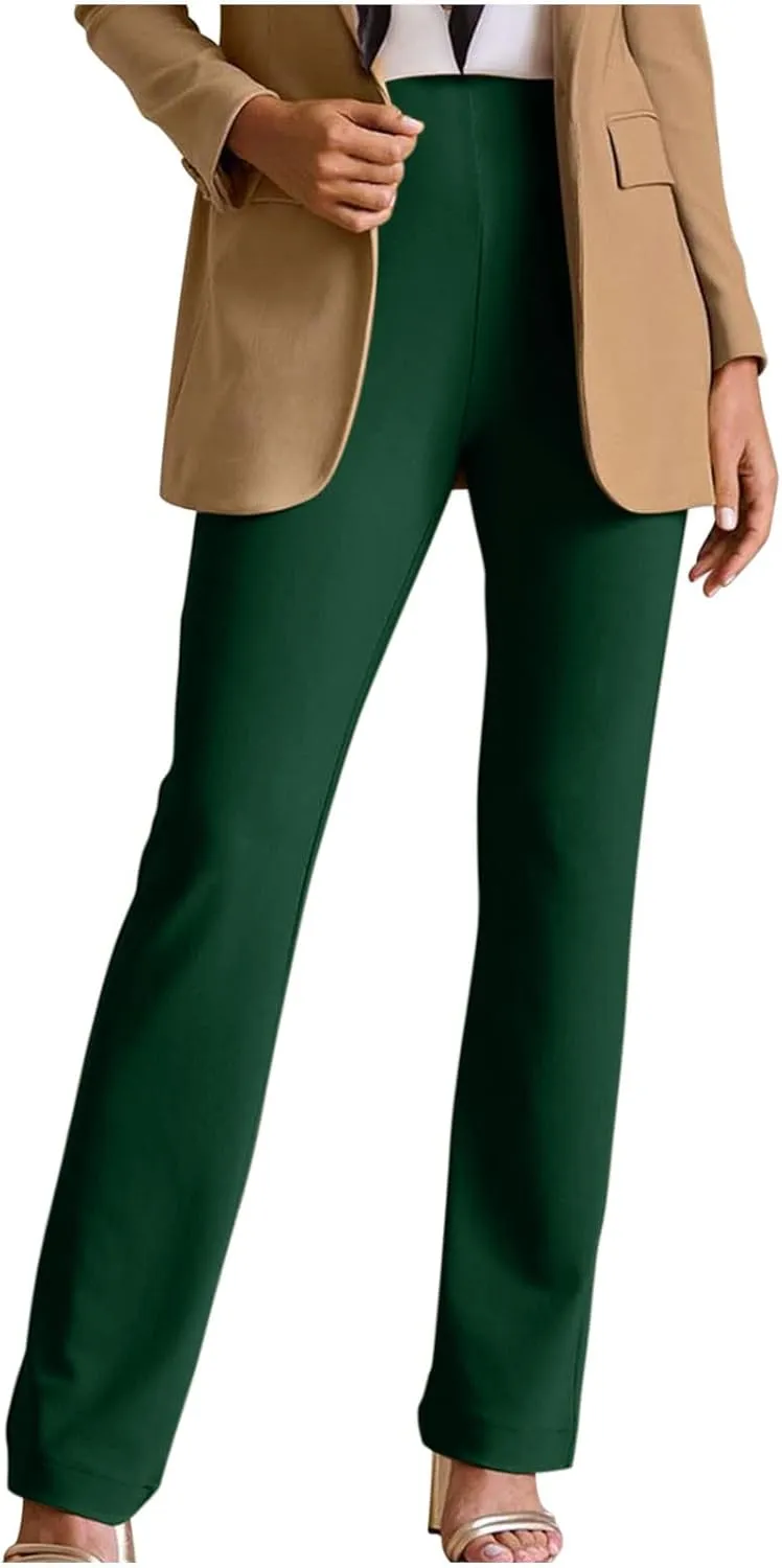 Womens Business Suit Pants Casual High Waisted Slim Fit Flare Pants Bell Bottom Long Lounge Wear to Work Pants