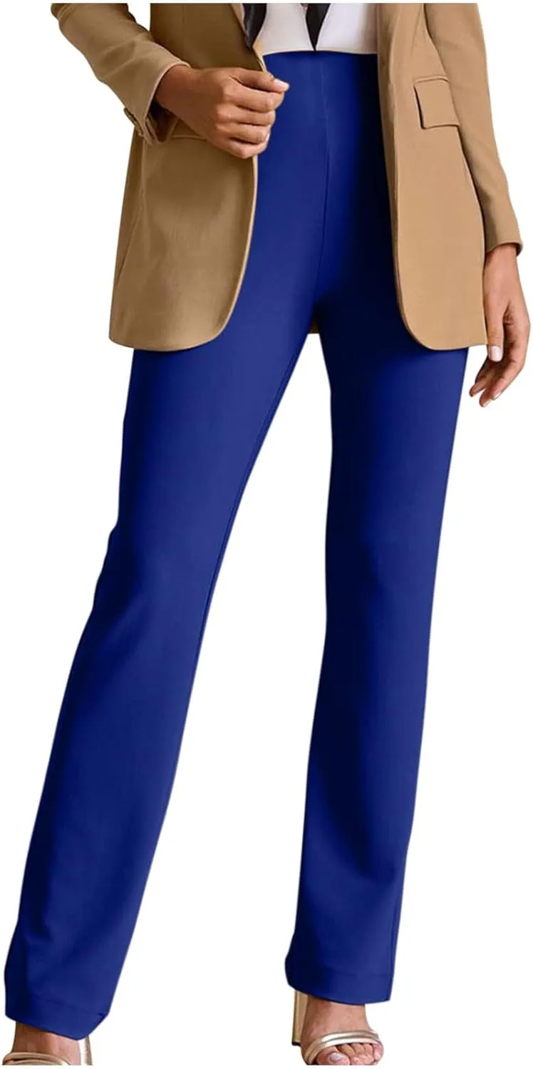 Womens Business Suit Pants Casual High Waisted Slim Fit Flare Pants Bell Bottom Long Lounge Wear to Work Pants