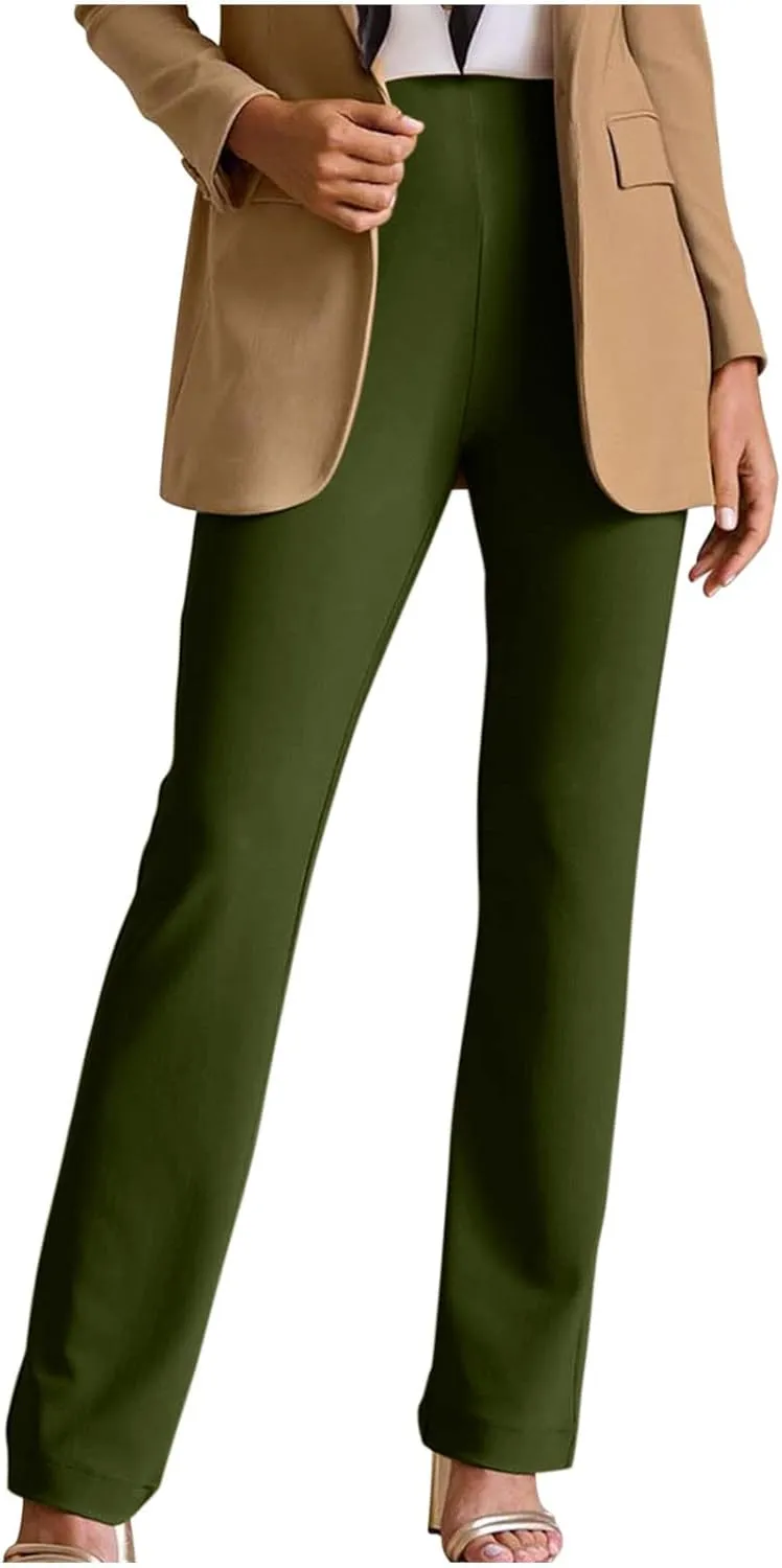 Womens Business Suit Pants Casual High Waisted Slim Fit Flare Pants Bell Bottom Long Lounge Wear to Work Pants