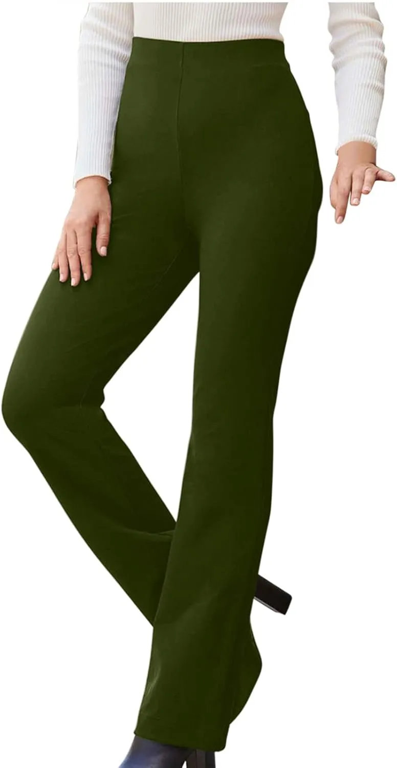 Womens Business Suit Pants Casual High Waisted Slim Fit Flare Pants Bell Bottom Long Lounge Wear to Work Pants