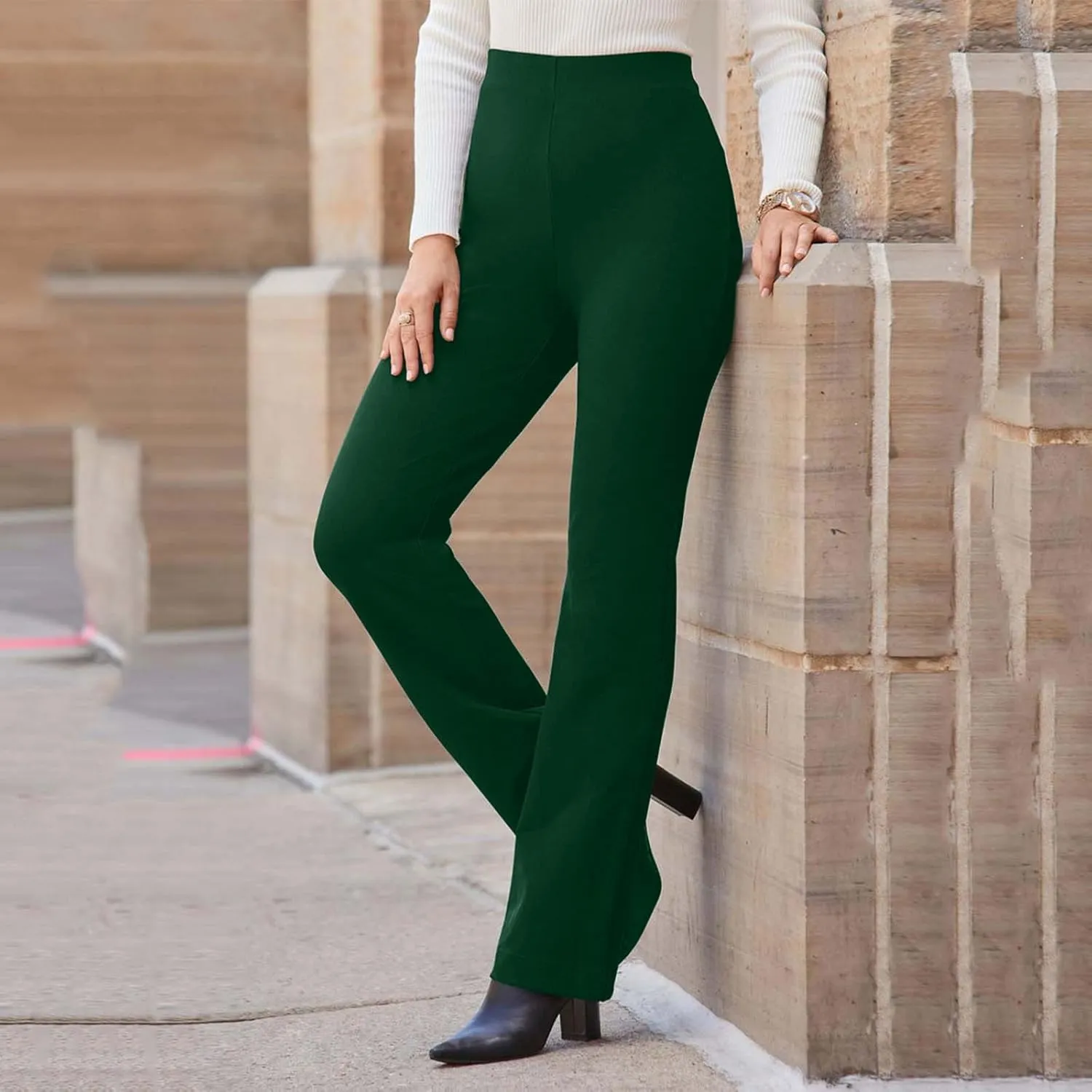 Womens Business Suit Pants Casual High Waisted Slim Fit Flare Pants Bell Bottom Long Lounge Wear to Work Pants