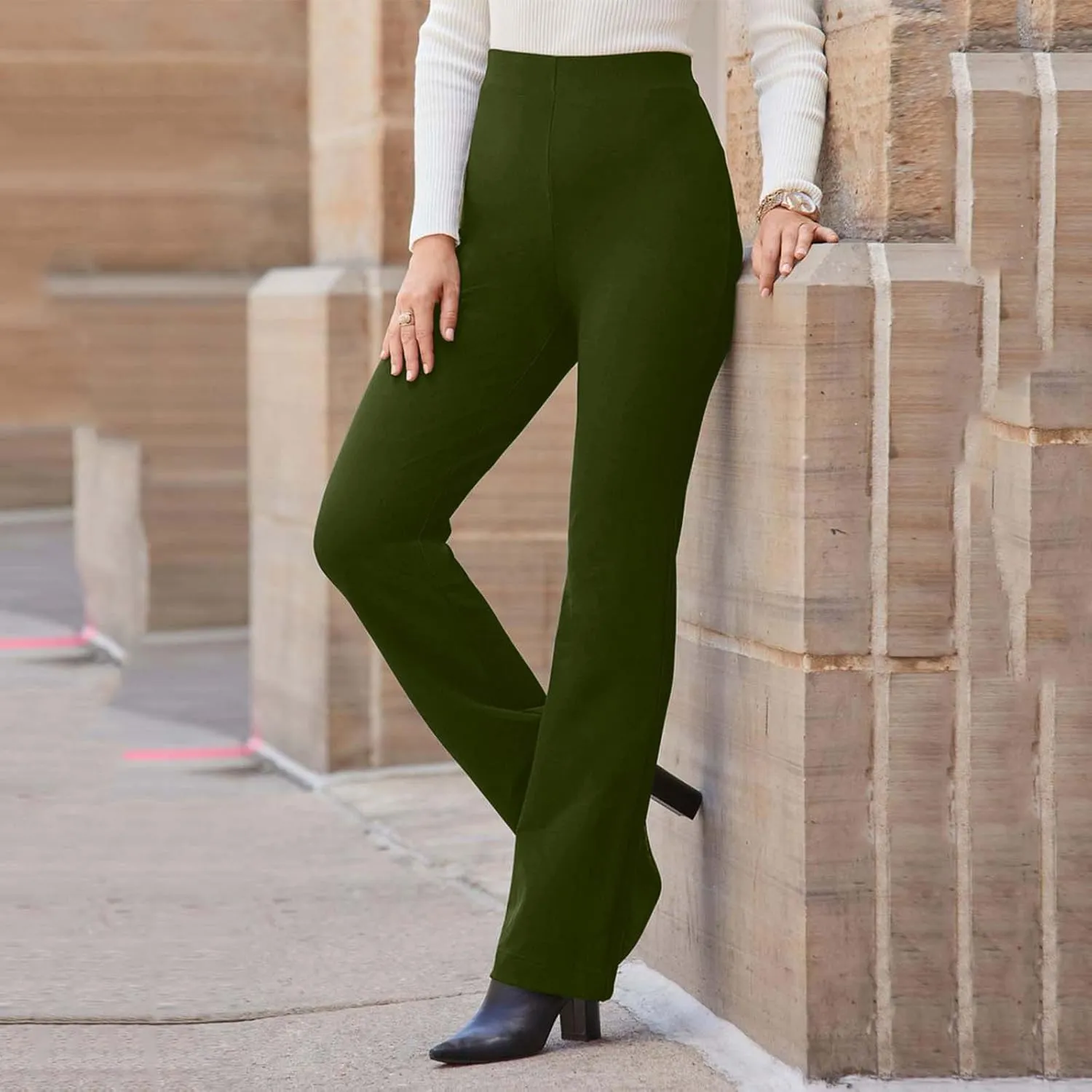 Womens Business Suit Pants Casual High Waisted Slim Fit Flare Pants Bell Bottom Long Lounge Wear to Work Pants