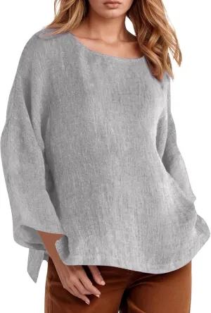 Women's Button Up Shirts Solid Color Long Sleeve Linen Summer Casual 2025 Fashion Blouse Top Loose Tunic Top