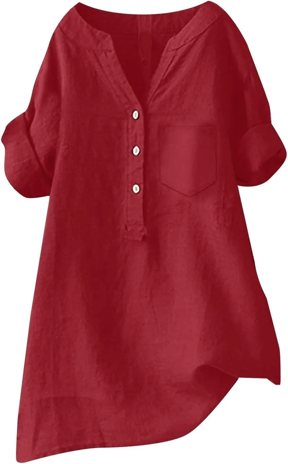 Womens Button Up Shirts Solid Short Sleeve Cotton Linen Summer Casual Business Blouse Tops Loose Fit Tshirt