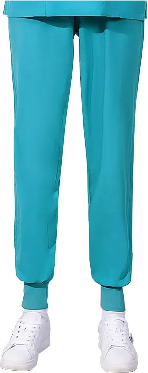 Women's Casual Cotton Trousers Elastic Waist Pants Solid Color Work Pants Workout Running Gym Palazzo Leggings