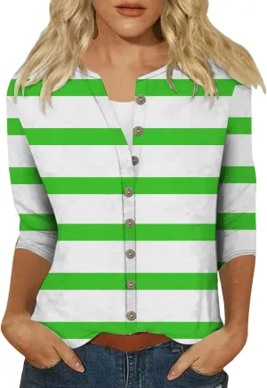 Women's Casual V-Neck 3/4 Sleeve Button Down Floral Print Blouse Top for Spring and Summer Fashion Outfit 2025 Fashion