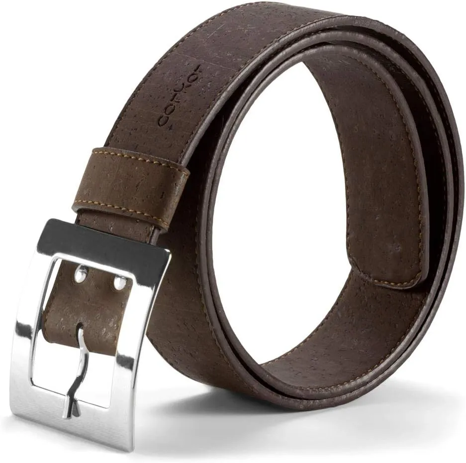 Women’s Cork Belt – Vegan Leather - Adjustable Belt – Oversize Belt - Black - 40mm Wide