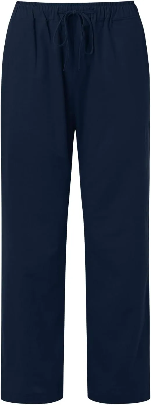 Womens Cotton Linen Summer Palazzo Pant Flowy Wide Leg Beach Pants High Waist Soft Trouser with Pocket