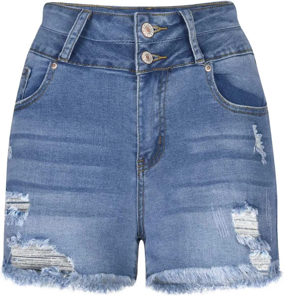 Women's Cut Off Denim Shorts High Waisted Ripped Distressed Jean Shorts Frayed Hem Casual Denim Hot Short with Pocket