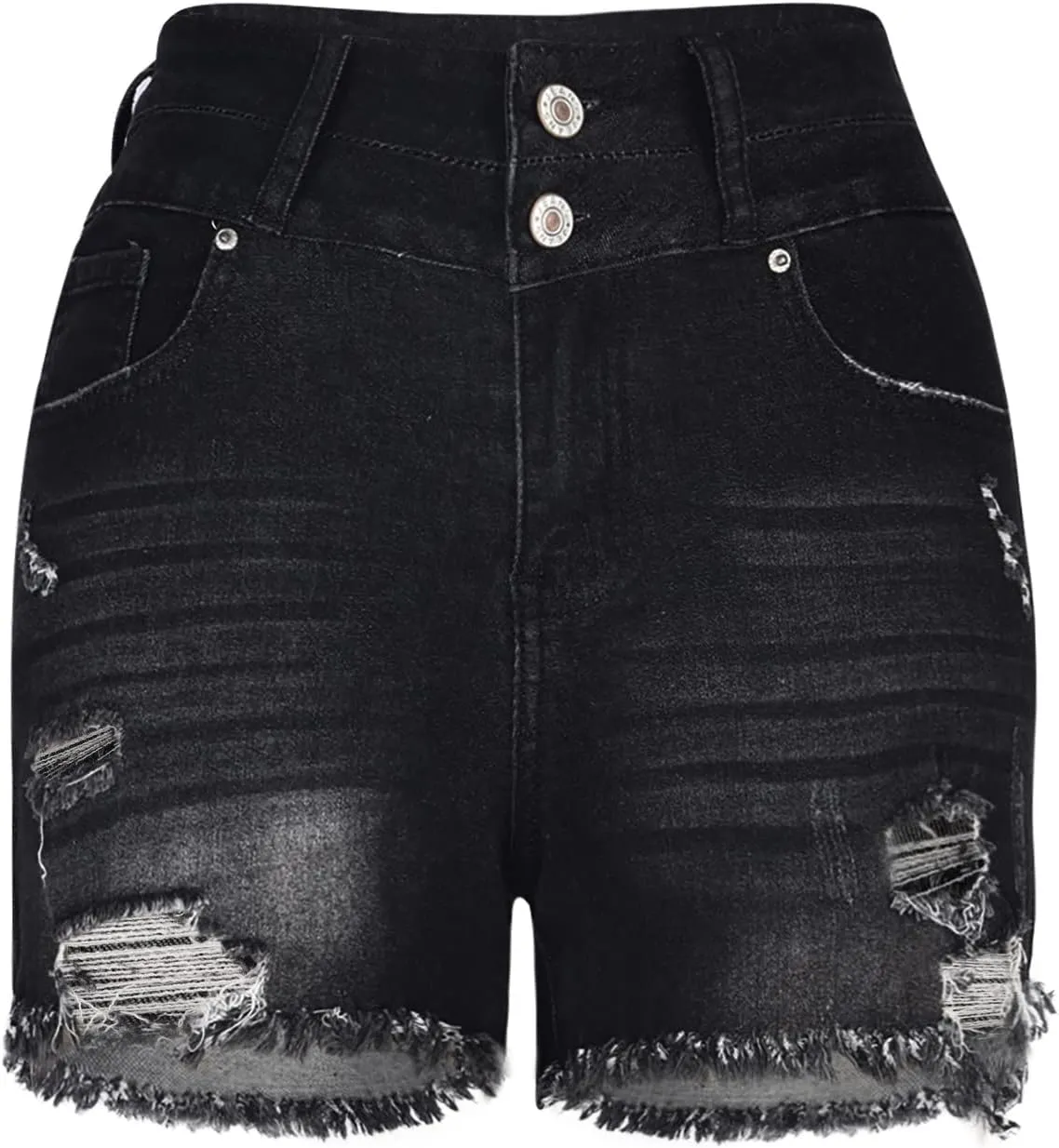 Women's Cut Off Denim Shorts High Waisted Ripped Distressed Jean Shorts Frayed Hem Casual Denim Hot Short with Pocket