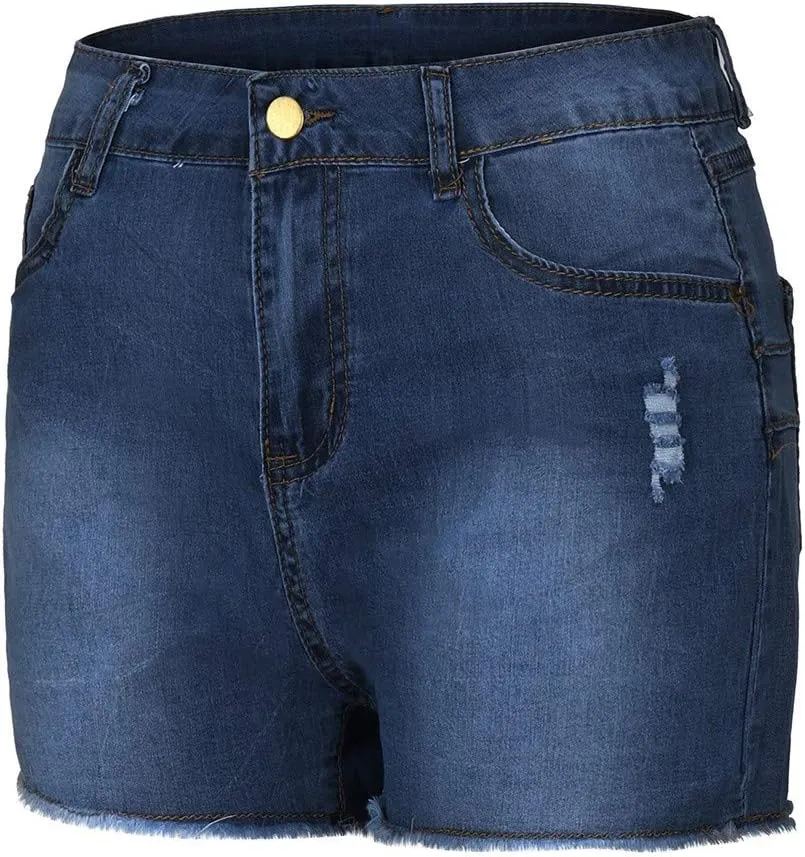 Womens Denim Shorts High Waisted Stretchy Casual Jeans Shorts 2025 Summer Loose Fit Retro Hot Shorts Pockets