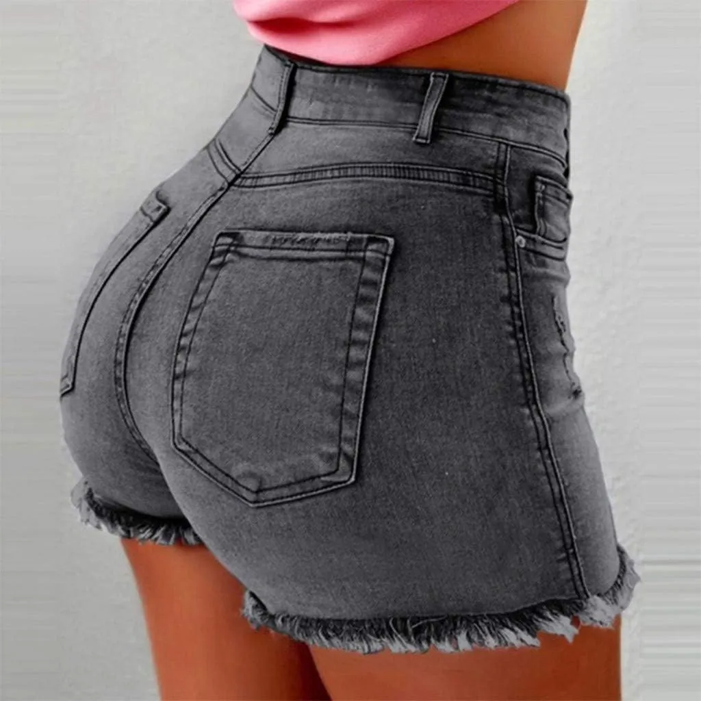 Women's Denim Shorts High Waisted Stretchy Jean Shorts Distressed Summer Shorts Cut Off Baggy Jean Shorts