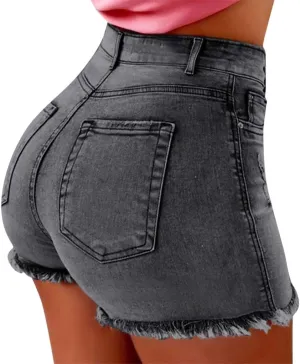 Women's Denim Shorts High Waisted Stretchy Jean Shorts Distressed Summer Shorts Cut Off Baggy Jean Shorts