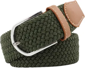 Women's Elastic Braided Belt Faux Leather Belt Metal Fashion Braided Casual Summer Basic Metal Buckle Web Belt