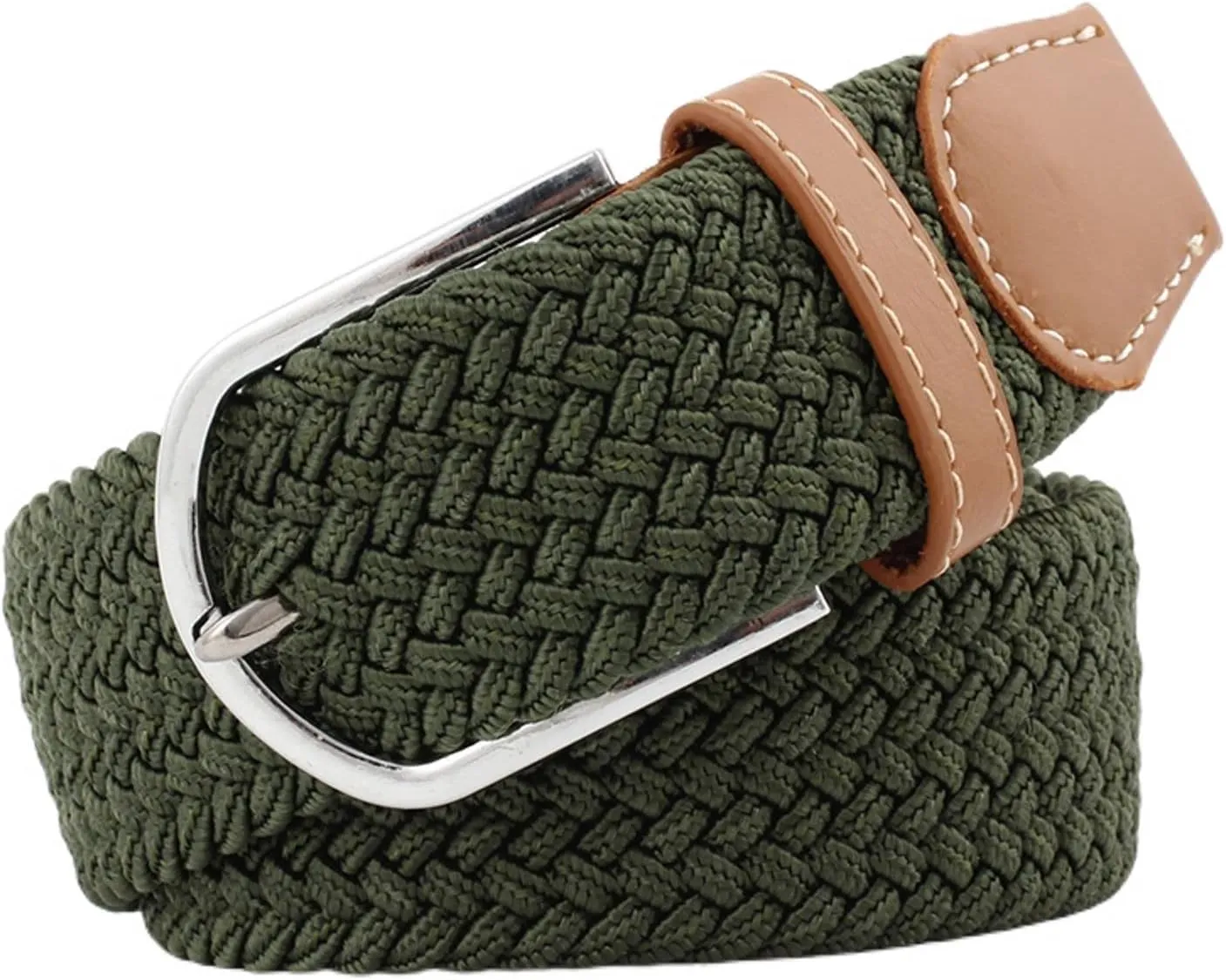 Women's Elastic Braided Belt Faux Leather Belt Metal Fashion Braided Casual Summer Basic Metal Buckle Web Belt