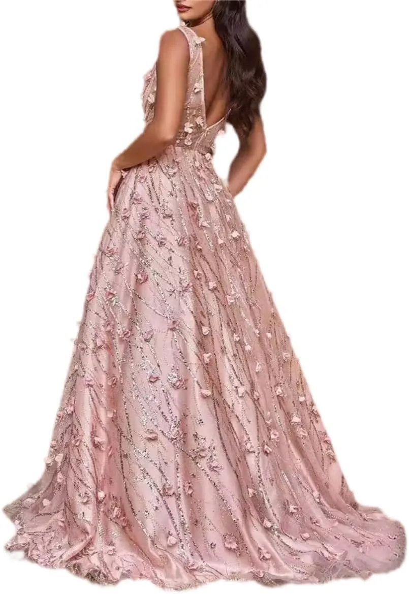 Women's Fashion Floral Pressure Pleated Evening Dresses Long Holiday Style Bridesmaid Dresses Dresses