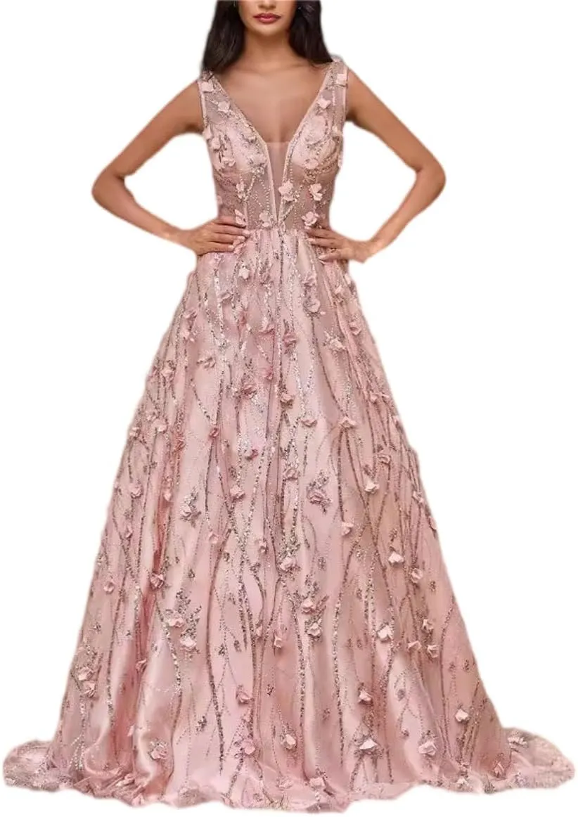 Women's Fashion Floral Pressure Pleated Evening Dresses Long Holiday Style Bridesmaid Dresses Dresses