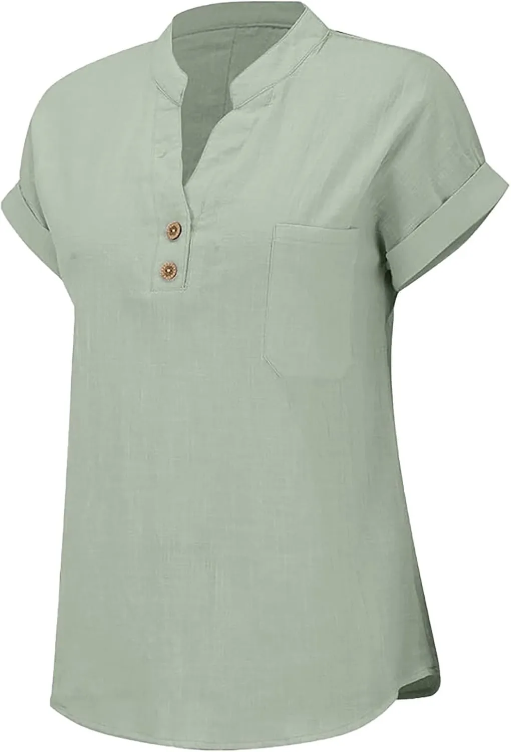 Women's Floral Print Linen Short Sleeve T Shirt Summer Basic Casual Oversized Blouses V-Neck Loose Tshirt