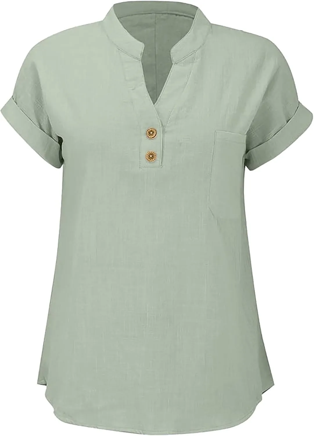 Women's Floral Print Linen Short Sleeve T Shirt Summer Basic Casual Oversized Blouses V-Neck Loose Tshirt