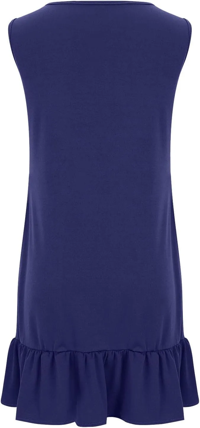 Women's Floral Printed Tank Dress Trendy Crewneck Casual Loose Fit Summer Dresses Flowy Spring Dress