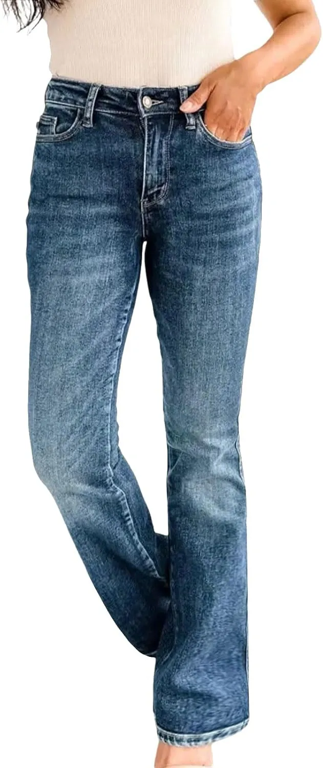 Women's High Rise Skinny Stretch Ripped Jeans High Waisted Denim Pants Plus Size Relaxed Fit Straight Leg Jean