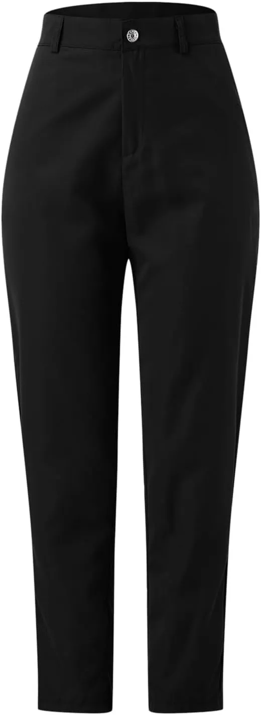 Women's High Waisted Business Pants Straight Leg Pleated Elegant Office Slacks Stretchy Dress Trousers with Pockets