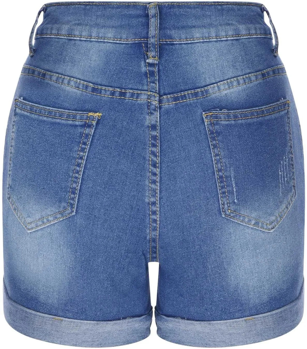 Women's High Waisted Summer Casual Jean Shorts Folded Hem Hot Denim Shorts for Women Ripped Distressed Jeans Short