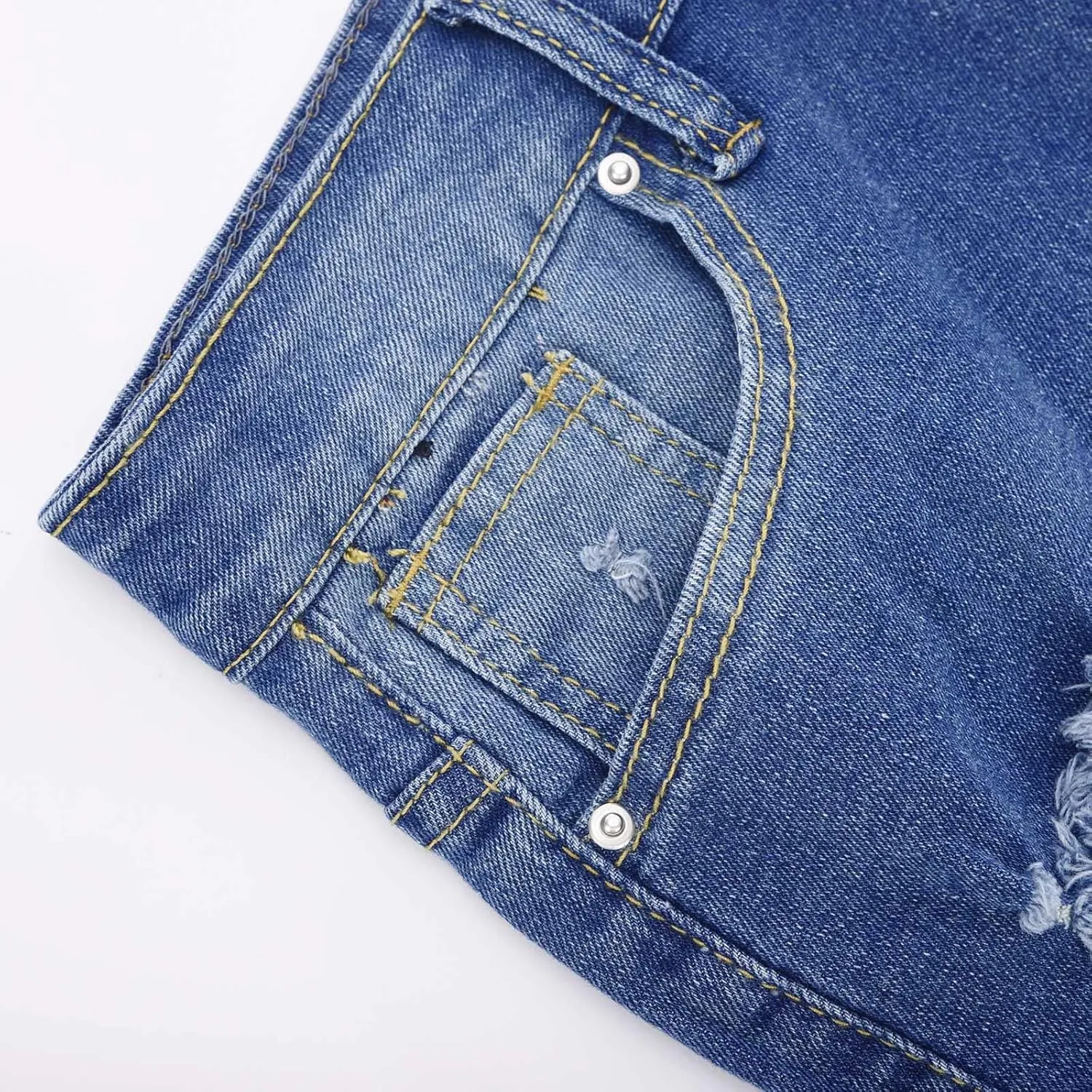 Women's High Waisted Summer Casual Jean Shorts Folded Hem Hot Denim Shorts for Women Ripped Distressed Jeans Short