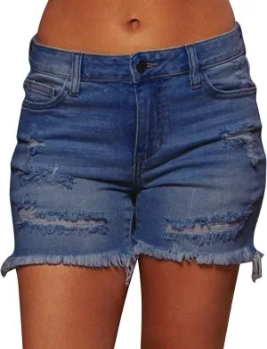 Women's Jean Shorts High Waisted Ripped Distressed Denim Shorts 2024 Casual Stretchy Vintage Summer Hot Shorts with Pockets