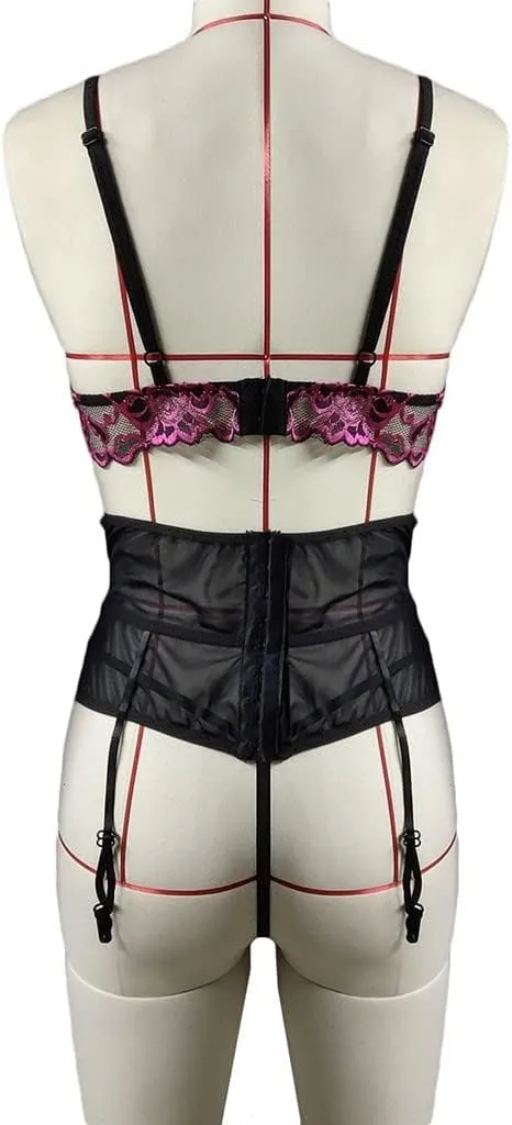 Womens Lingerie Garter Bra Lace Underwear Wireless Embroidery Women Sexy Push up