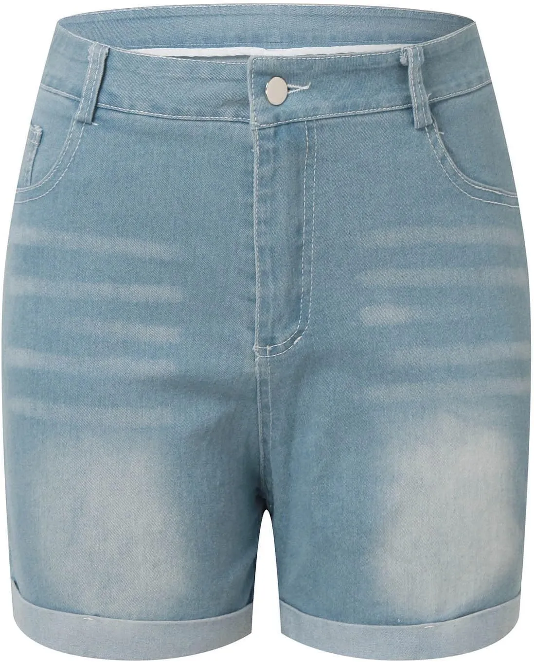 Women's Mid-Rise Denim Shorts,High-Waisted Stretch Fashion Hole Bottom Denim Pants,Comfortable Summer