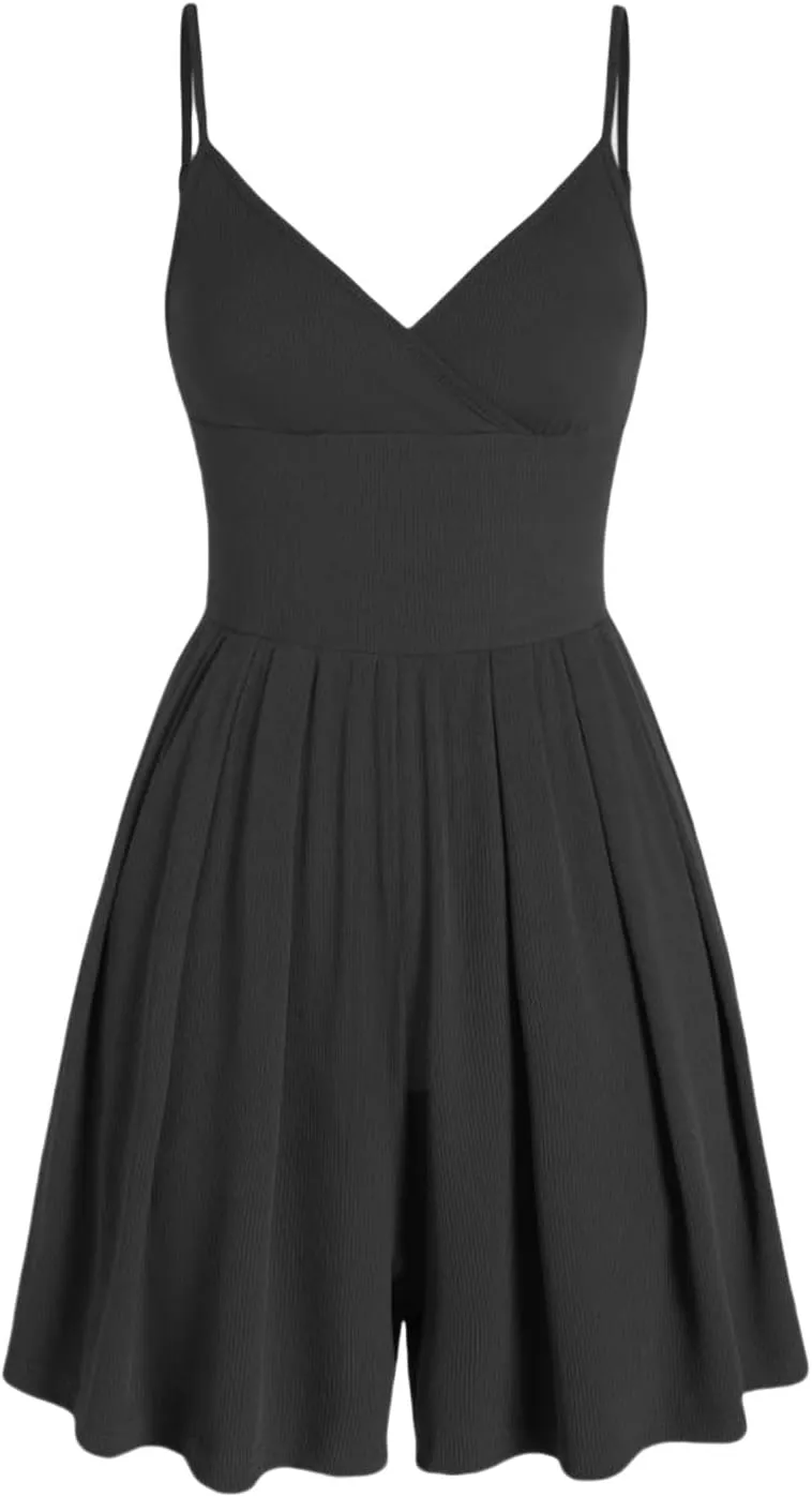 Womens Mini Dress Built in Shorts Summer Sexy Deep V Sleeveless Adjustable Spaghetti Strap Dresses Tunic Sundresses
