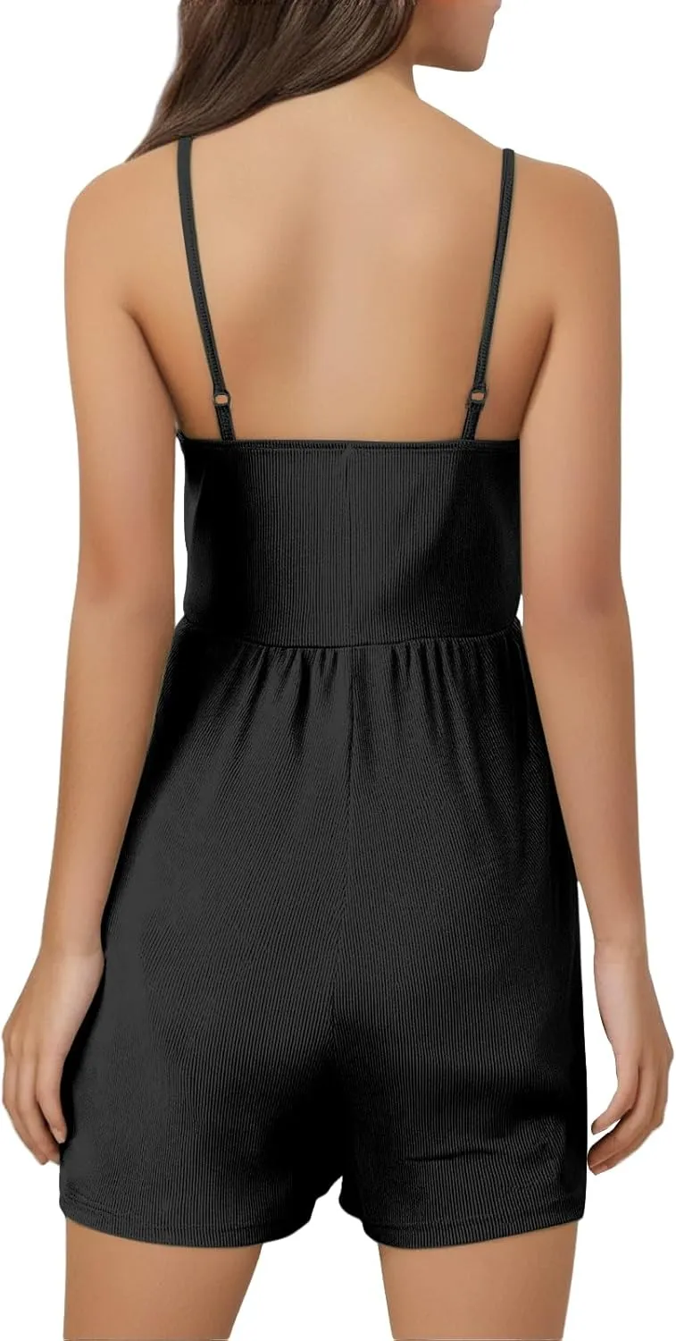 Womens Mini Dress Built in Shorts Summer Sexy Deep V Sleeveless Adjustable Spaghetti Strap Dresses Tunic Sundresses