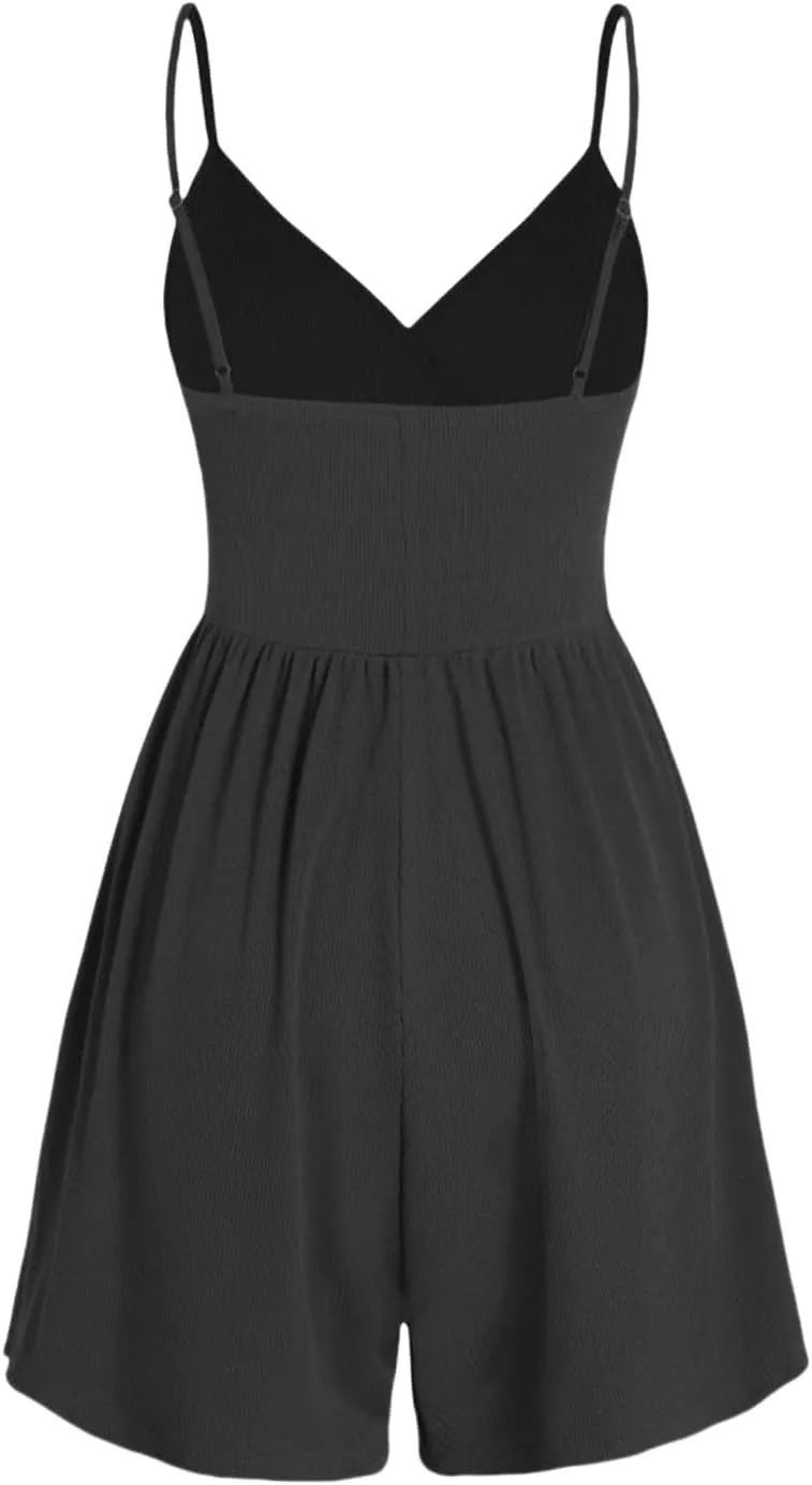 Womens Mini Dress Built in Shorts Summer Sexy Deep V Sleeveless Adjustable Spaghetti Strap Dresses Tunic Sundresses