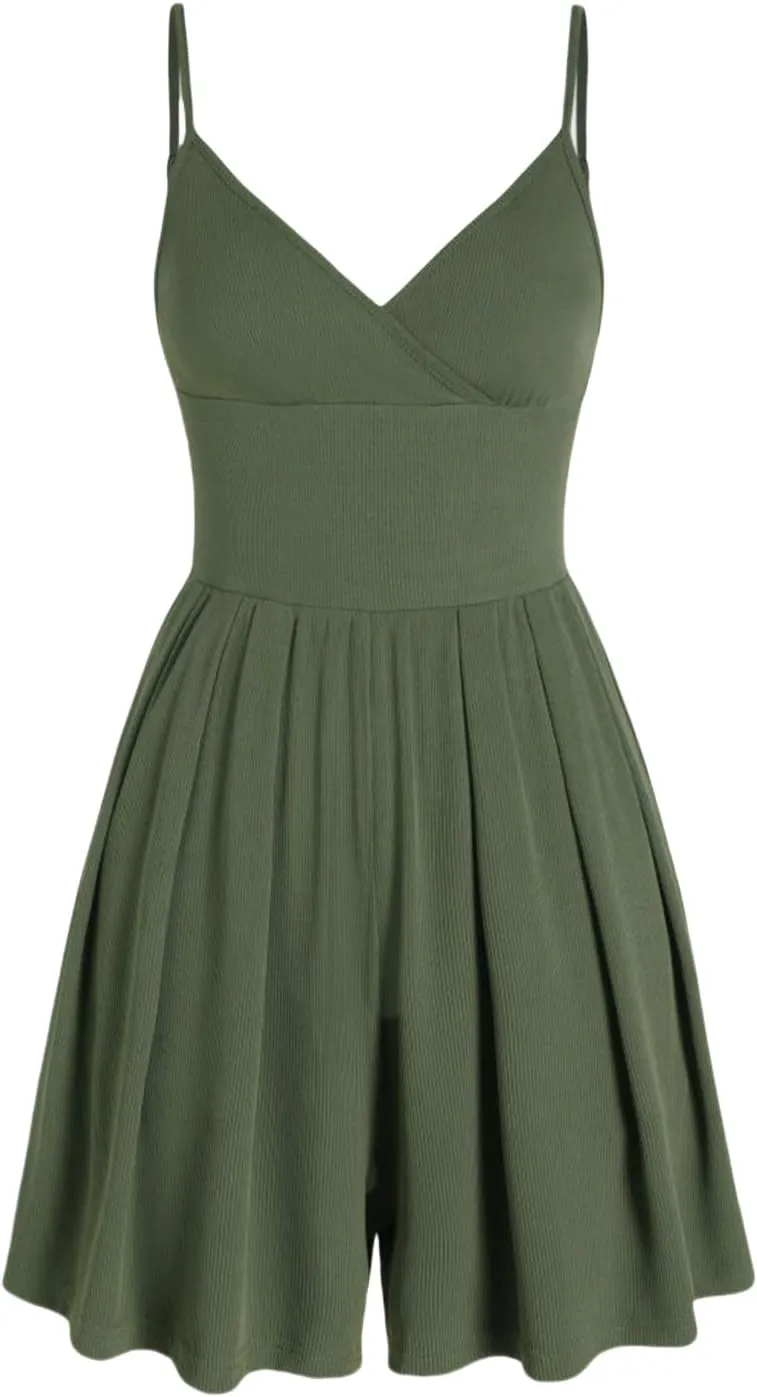 Womens Mini Dress Built in Shorts Summer Sexy Deep V Sleeveless Adjustable Spaghetti Strap Dresses Tunic Sundresses