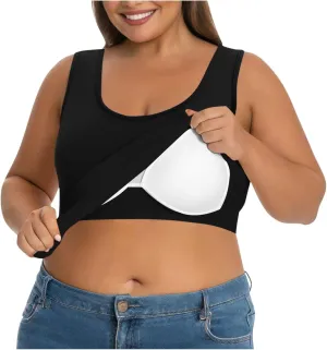 Womens Plus Size Tank Tops with Built in Bra, Padded Camisole Shelf Bra Workout Yoga Shirt Casual Basic Undershirt