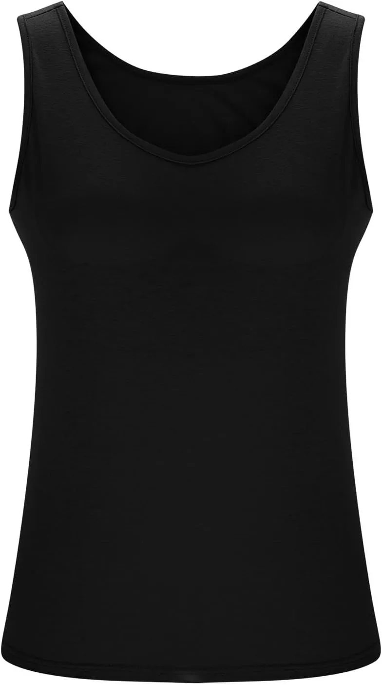 Womens Plus Size Tank Tops with Built in Bra, Padded Camisole Shelf Bra Workout Yoga Shirt Casual Basic Undershirt