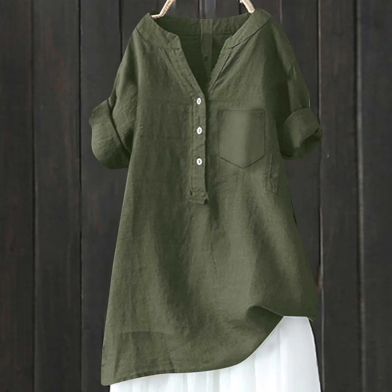 Womens Short Sleeve Cotton Linen Shirt Casual Crewneck Comfy T Shirt Bohemian Boho Loose Fit Summer Tee Tops