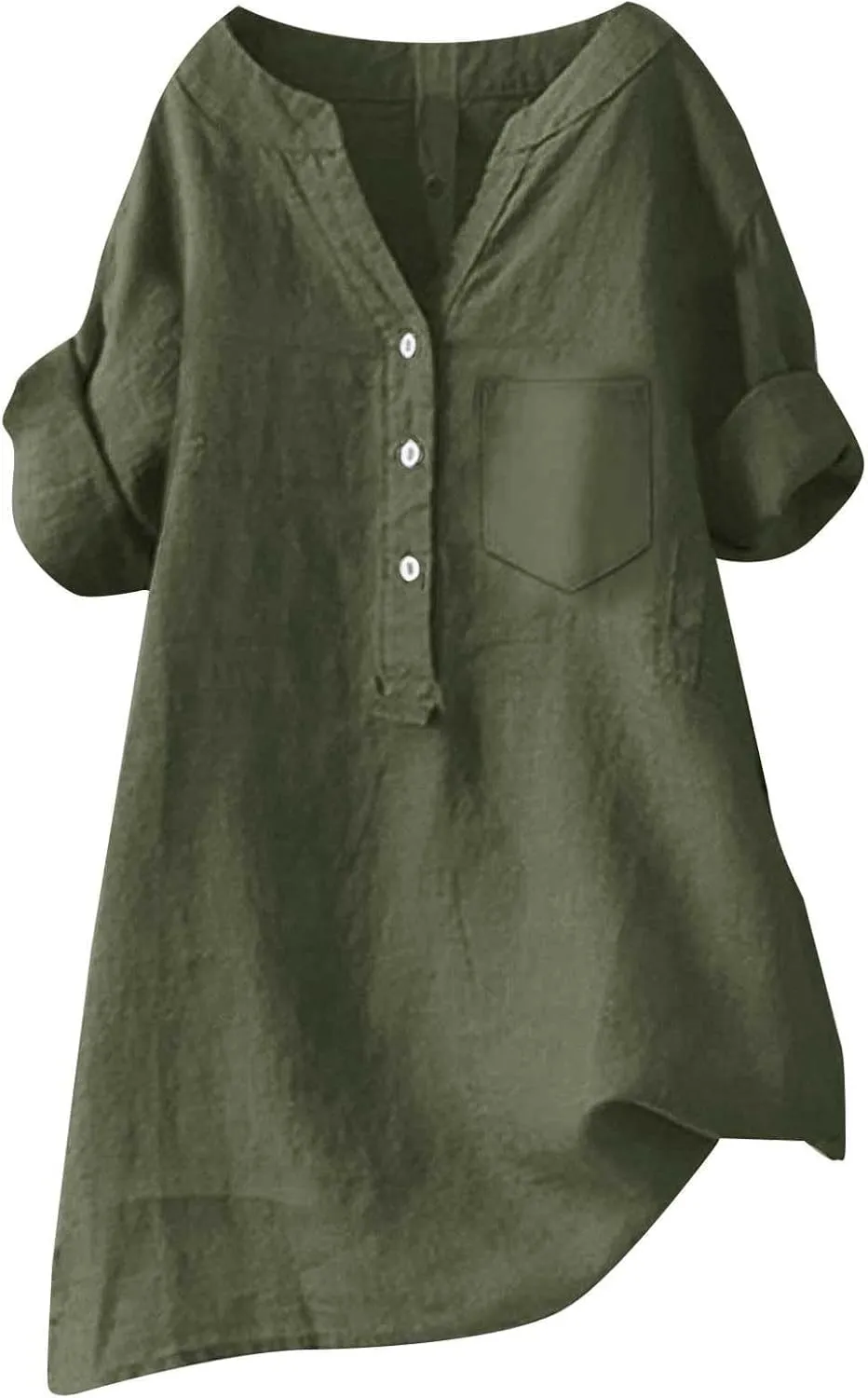 Womens Short Sleeve Cotton Linen Shirt Casual Crewneck Comfy T Shirt Bohemian Boho Loose Fit Summer Tee Tops