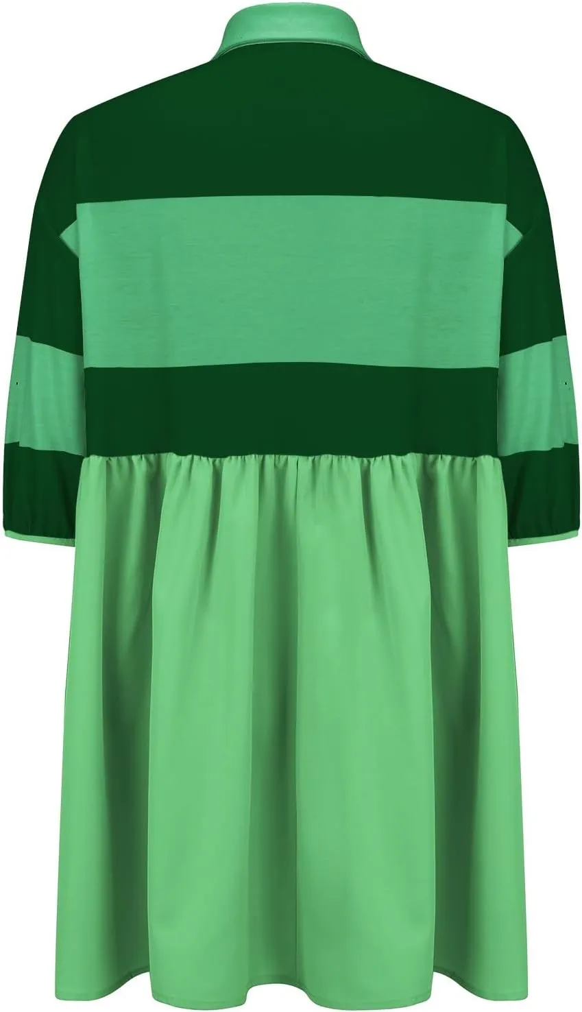 Womens Summer Babydoll Dresses Oversized Casual Short Sleeve Color Block Collared V Neck Flowy Shirt Mini Dress Plus