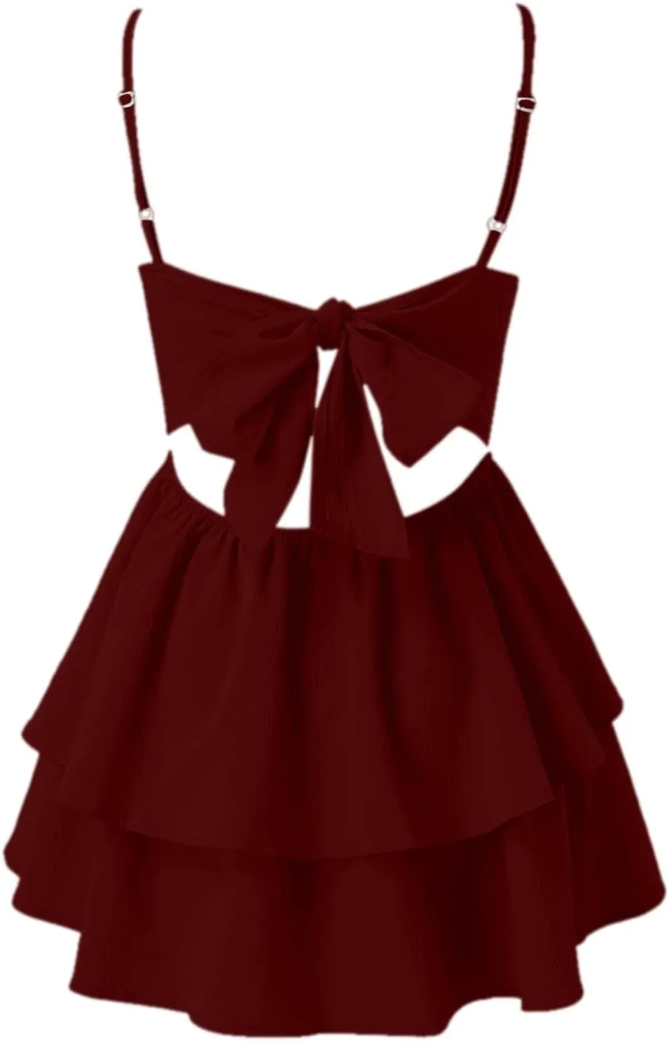 Womens Summer Dress Beach Casual Loose Tshirt Square Neck Strap Mini Dresses Back Bowknot Sun Dresses for Women