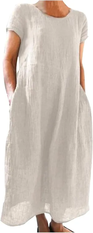 Womens Summer Dress Elastic Waist Ruffle Midi Dresses Pleated A Line Skirt for Women 2025 Church Work Dresses Clothes