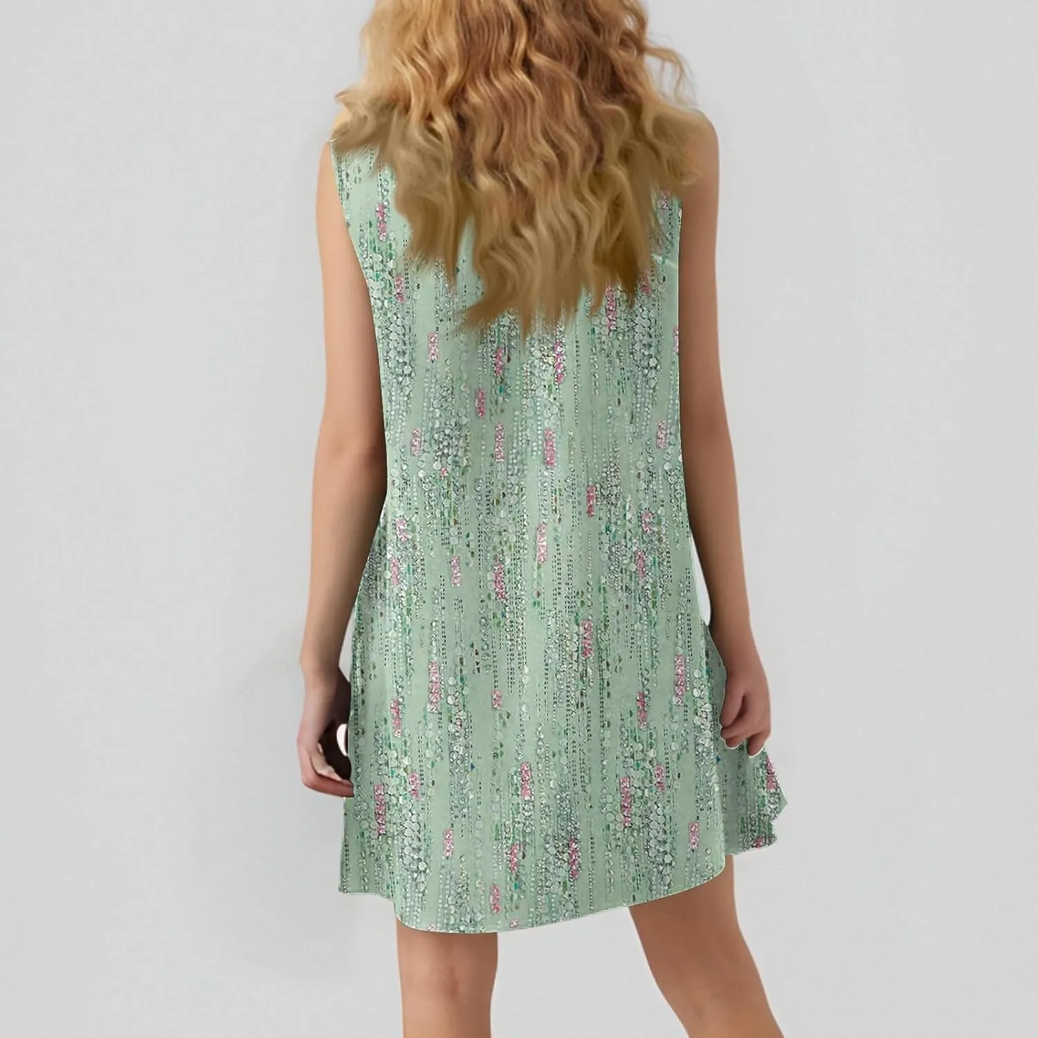 Womens Summer Dresses Casual Sleeveless Tank Dress Business Ruffle Hem Crewneck Trendy Mini Dresses