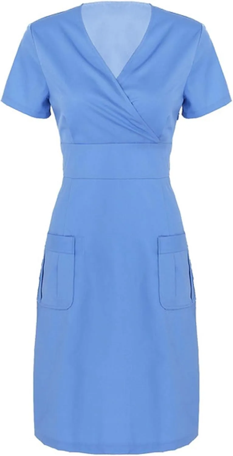Womens Summer Dresses Short Sleeve V Neck Midi Skirt with Pocket for Women Casual Spring 2025 Church Work Dresses