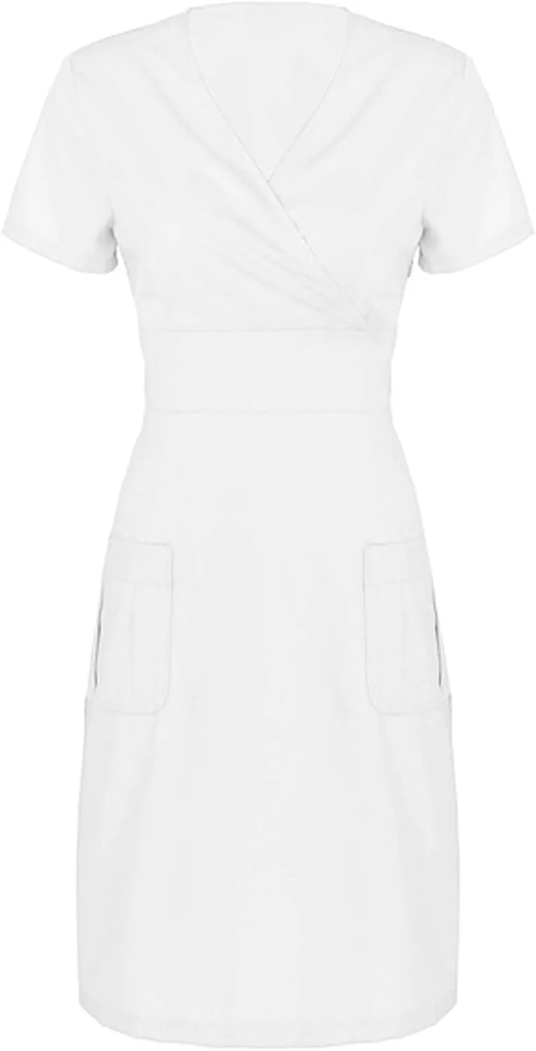 Womens Summer Dresses Short Sleeve V Neck Midi Skirt with Pocket for Women Casual Spring 2025 Church Work Dresses