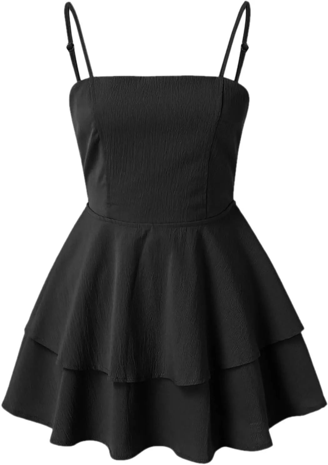 Womens Summer Dresses Solid Spaghetti Strap Loose Coverup Mini Dresses Back Bowknot Ruffle Hem 2025 Party Skirt